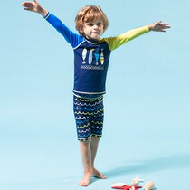  Export foreign trade childrens handsome sunscreen swimsuit Boys and childrens beach shark split swimsuit surfing suit South Korea