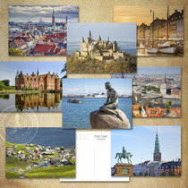 North Europe travel to the Danish Castle Andersen Little Mermaid harbor scenery postcard living room decoration painting