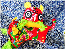 Longfeng Traditional Flower Fabric Dragon Boat Festival Single Head Tiger Pillow 100-Day Gift Handmade Broadtiger Pillow Finished Product