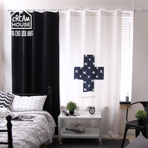 (CreamHouse) Korean White simple cross living room study bedroom semi-blackout curtain