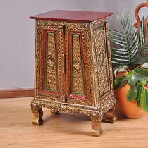 Thai Style Clubhouse Hotel Decoration Cabinet Hallway Hyun Guan Cabinet Refined Solid Wood Bed Head Cabinet Southeast Asia Handicraft Shoes Cabinet