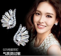 Sterling silver earrings European and American fashion flash drill exaggerated big earrings S925 silver women temperament personality Liu Shishi Wings earrings