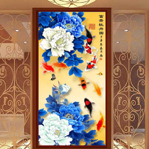 Cross stitch flowers blossom rich nine fish peony 2021 New thread embroidery nine fish figure cross stitch living room porch big picture