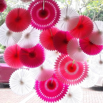 Open academic etiquette live event window decoration hollow paper fan flower stage background decoration wedding arrangement props
