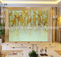  Shanghai Bo art glass TV background wall entrance background sofa background gold leaf deep carving stacked Cui Liu gold