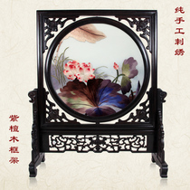 Cantonese embroidery boutique lotus pure hand-embroidered gifts for teachers to send elders to leaders meeting abroad