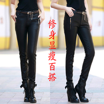 Leather leather pants womens 2021 Spring and Autumn New tight pants small feet pants sheep leather slim waist thin leggings