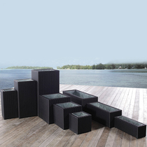 Outdoor imitation rattan flower box balcony garden flower stand flower box flower pot furniture wrought iron plant flower trough villa flower few specials