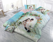  3D personalized customization Wedding cotton four-piece set Photo photo bedding set Focus on quality brushed satin tencel