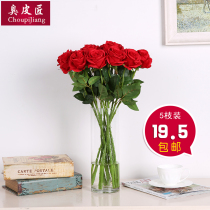 Fake flower simulation rose decoration flower lover rose single flower living room dining table home decoration decoration flower arrangement