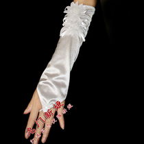 White bridal gloves wedding dress gloves long full finger warm wedding accessories gloves bride winter gloves