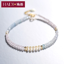 Heidi Jewelry Glazed Heart 2-3mm Light Gold akoya Seawater Pearl 18K Golden Sea Blue Treasure Bracelet Gift