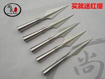 Red tassel gun head Stainless steel integrated groove gun head Red Tassel gun overlord gun Martial arts performance gun head