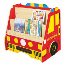 New fire truck bookcase group front Children multi-functional solid wood cartoon animal shape bookcase hanging wall bookshelf