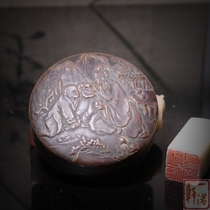 Yinuo Xuanwen room pure copper antique carved tea picture copper ink cartridge printing mud box