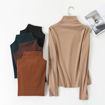 Long collar high neck base shirt women long sleeve T-shirt thermal underwear women elastic tight pile collar top spring autumn