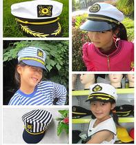 Top flying feather navy hat Sailor hat Air force hat Performance flat top hat Casual police hat Mens and womens children