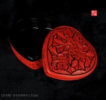 Local special gifts non-legacy old goods natural lacquer lacquerware pick red handmade carved lacquer printing clay box holding box ornaments