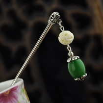 Vintage Malay Jade Road Tongniu Bone Buddhist Beads Classic Long Hair Camouflage Girls Step Rocker Hair Tassel Festival Gift