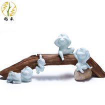 Clearance creative ceramic crafts celadon four monkeys simple home living room decorations ornaments special gifts