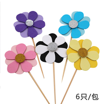 New Shiny Gold Floral Mens Pink White Fresh Five Petals Flowers Birthday Wedding Party Themed Cake Inserts Decorations
