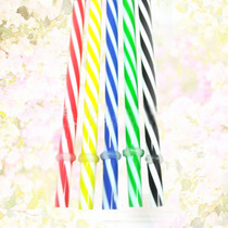 Color striped plastic plus hard candy two-color thread direct suction cola pp straw milk drink shop mason cup suitable