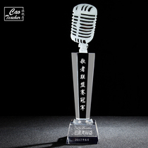 Microphone Crystal trophy Custom microphone Music notes Singing singer speech competition Award prize ideas
