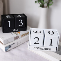 New wooden calendar creative home decoration ornaments Living room desktop study shop bar display perpetual calendar