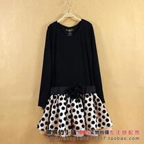 Foreign trade Original single CUHK Scout black long sleeves Wave Point Pompeo dress Skirt Autumn Winter Fashion Princess Leia Dress