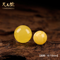 Tian Guang Hui Natural Beeswax loose beads Old honey chanterelle yellow round beads Amber single beads Rough beads Hand string accessories