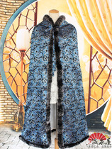 Costume film and television drama cloak martial arts knight black and blue cloak with hat Chinese costume is expected to do
