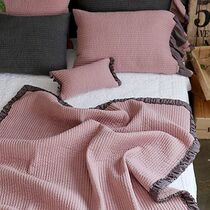 South Korea imported straight hair pink two-color seam double-sided summer air-conditioning blanket 3-piece bedding kit