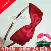 New Korean jewelry hair accessories bright large three-layer bow hair hoop Korean ribbon headband hair clip headgear