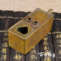 New antiques miscellaneous study ink cartridge inkstone copper heart line water drop antique pure copper pen holder pen copper rein