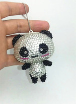 Handmade panda car keychain full red panda pendant DIY patch diamond giant panda keychain