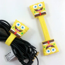 New Creative Cartoon Sponge Baby Button Headphone Winder Cartoon Nail Buttoned Hub Two Clothes