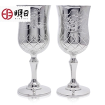  Tomorrow S990 foot silver wine glass Silver red wine glass Silver goblet Dragon and phoenix cup wedding gift