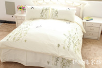Pure cotton new embroidery cotton four-piece set 1 5m1 8m bed twill cotton four-piece set Pastoral style special offer