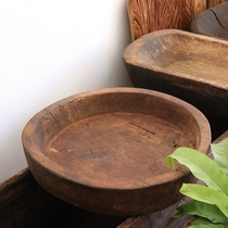 Home flower pot wood art flower Ware modern tea room Zen flower Ware mood decoration retro solid wood goldfish water tank