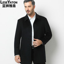 Winter new wool coat mens business casual middle-aged mens coat long lapel size woolen coat