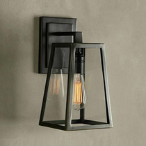 American country industrial retro wrought iron paint glass box wall lamp restaurant Nordic creative bar aisle wall lamp