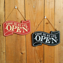 OPEN European style retro double-sided decoration door number listed creative wooden Business Welcome to brand bar wall decoration
