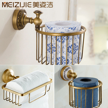 All Copper European Antique Paper Towel Holder Tissue Basket Paper Rack Toilet Paper Rack Tissue Rack Mobile Phone Rack Tissue Box Roll Rack