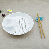 a5 melamine imitation porcelain dumpling plate dumpling tray drain double layer with vinegar dish double drain plate fruit plate