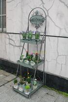 Garden decoration zakka Wrought iron trapezoidal three-layer flower rack shelf grocery rack Gardening groceries