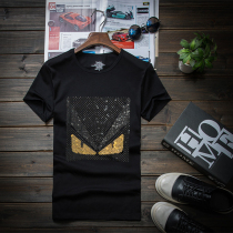 Chen Guixi Chao brand small monster hot drill short sleeve T-shirt mens round neck plus size base shirt Japanese pullover half sleeve