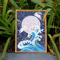Yuesen live as Ukiyo-painted waves and bright moon) handmade tray tea tray large-size Mid-Autumn Festival to join the opening ceremony
