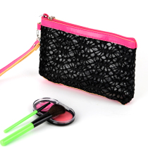 Cosmetic bag travel fashion hollow pattern translucent cosmetic bag grid wash storage