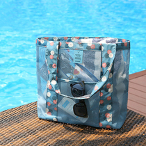 Travel transparent mesh wash bag swimming bag beach bag portable lady travel toiletries storage bag