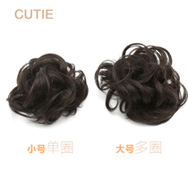 Delicate wig Hair circle Sweet curls tie leather band Bud hair bag meatballs head Aunt head realistic